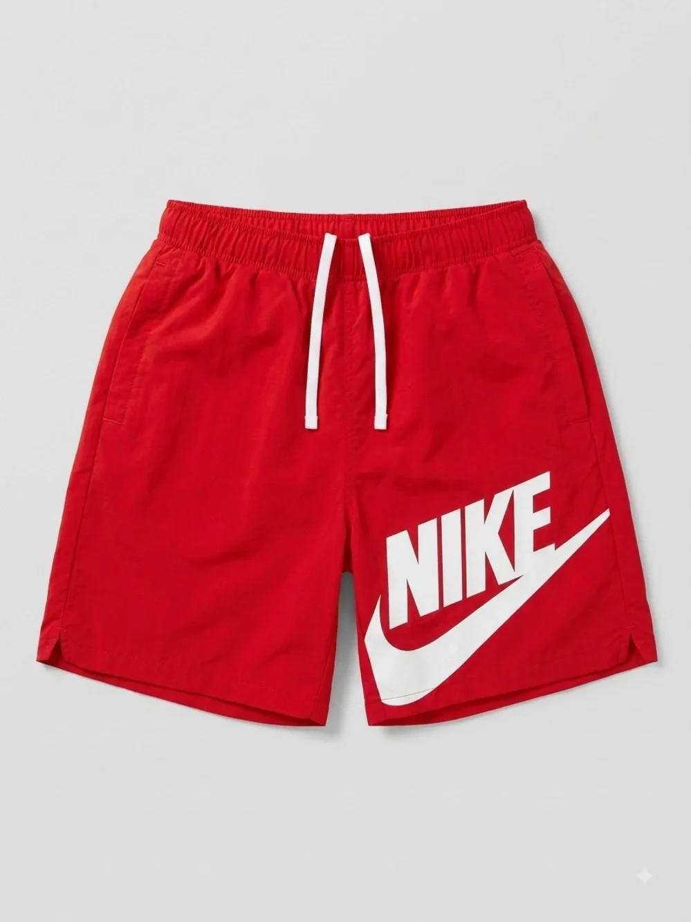 Nike Boys Red White Swoosh Logo Activewear Athletic Shorts Size Large (L)